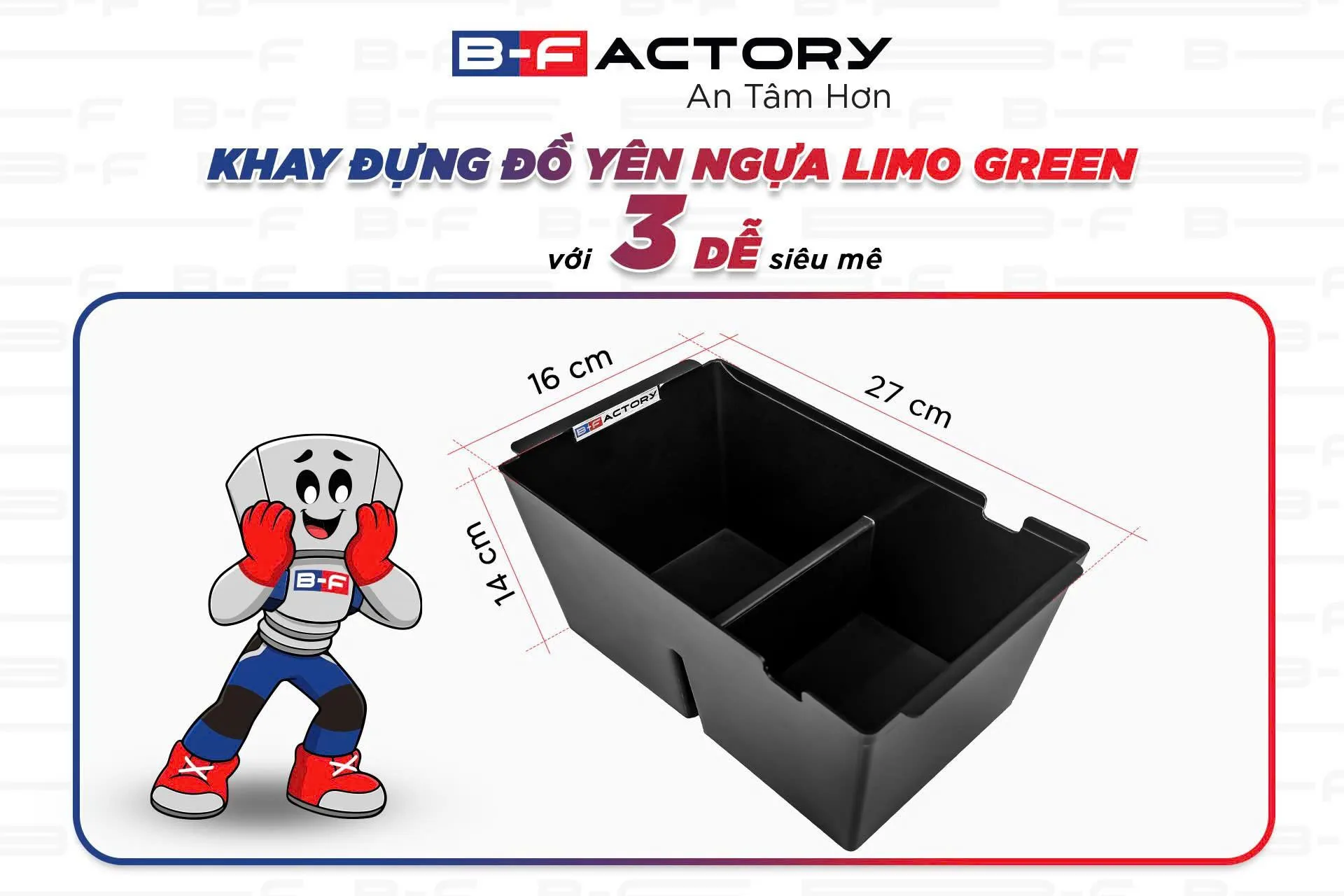 Khay đựng đồ yên ngựa Limo Green giúp chia không gian để đồ hợp lý 