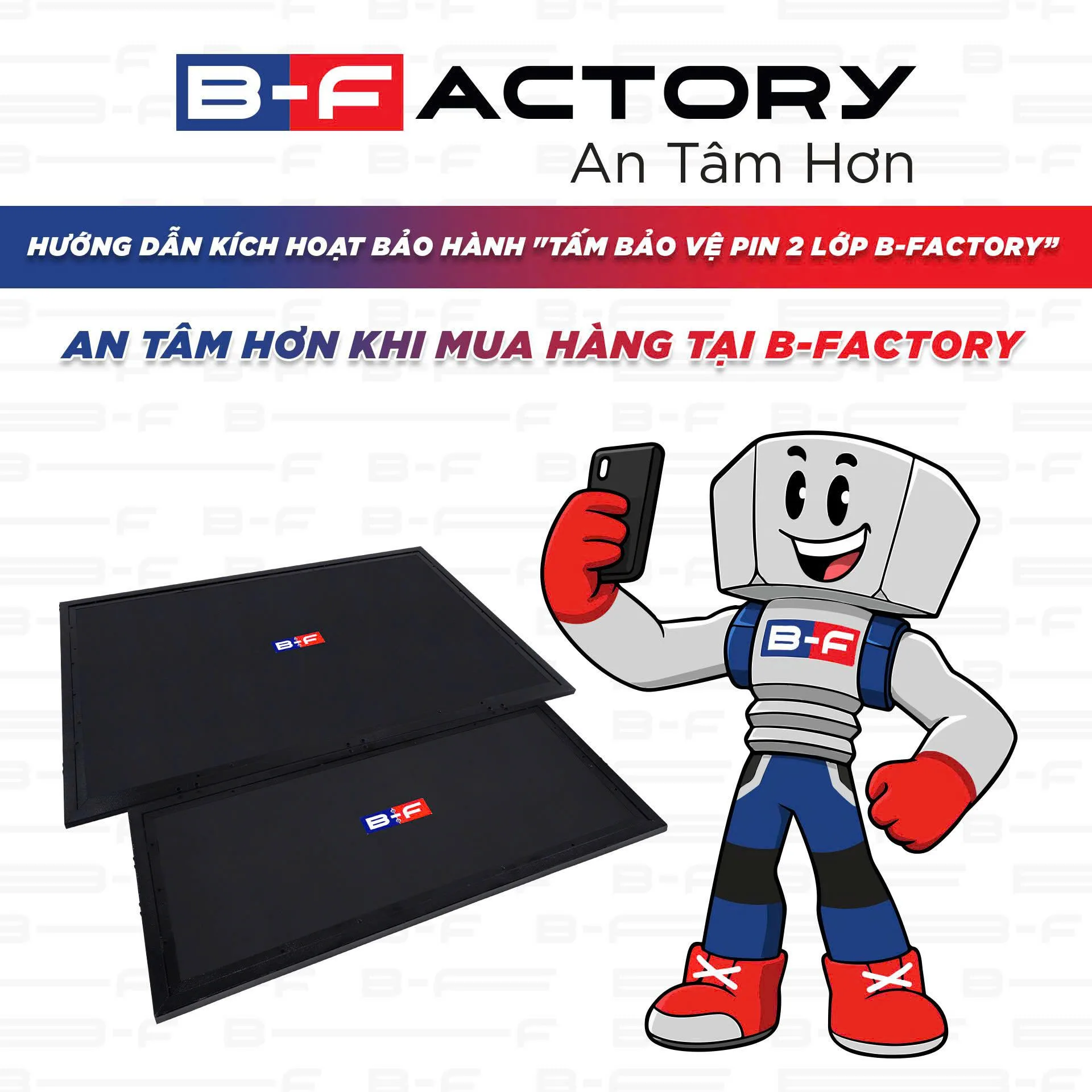 Tấm bảo vệ pin 2 lớp B‑Factory sử dụng tem bảo hành điện tử để kiểm tra hàng chính hãng